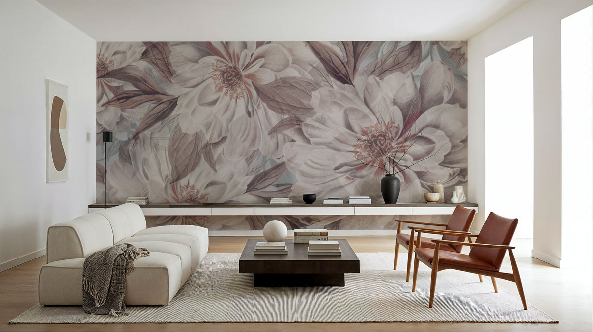 Peony Study - Pink Oyster Mural Wallpaper - room preview 05