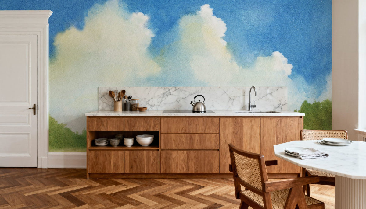 Cloudy Landscape Painting Mural Wallpaper - room preview 05