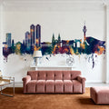 Daegu South Korea Skyline Blue & Bronze Mural Wallpaper - room preview 05