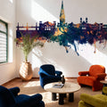 San Sebastian Spain Skyline Blue & Bronze Mural Wallpaper - room preview 05
