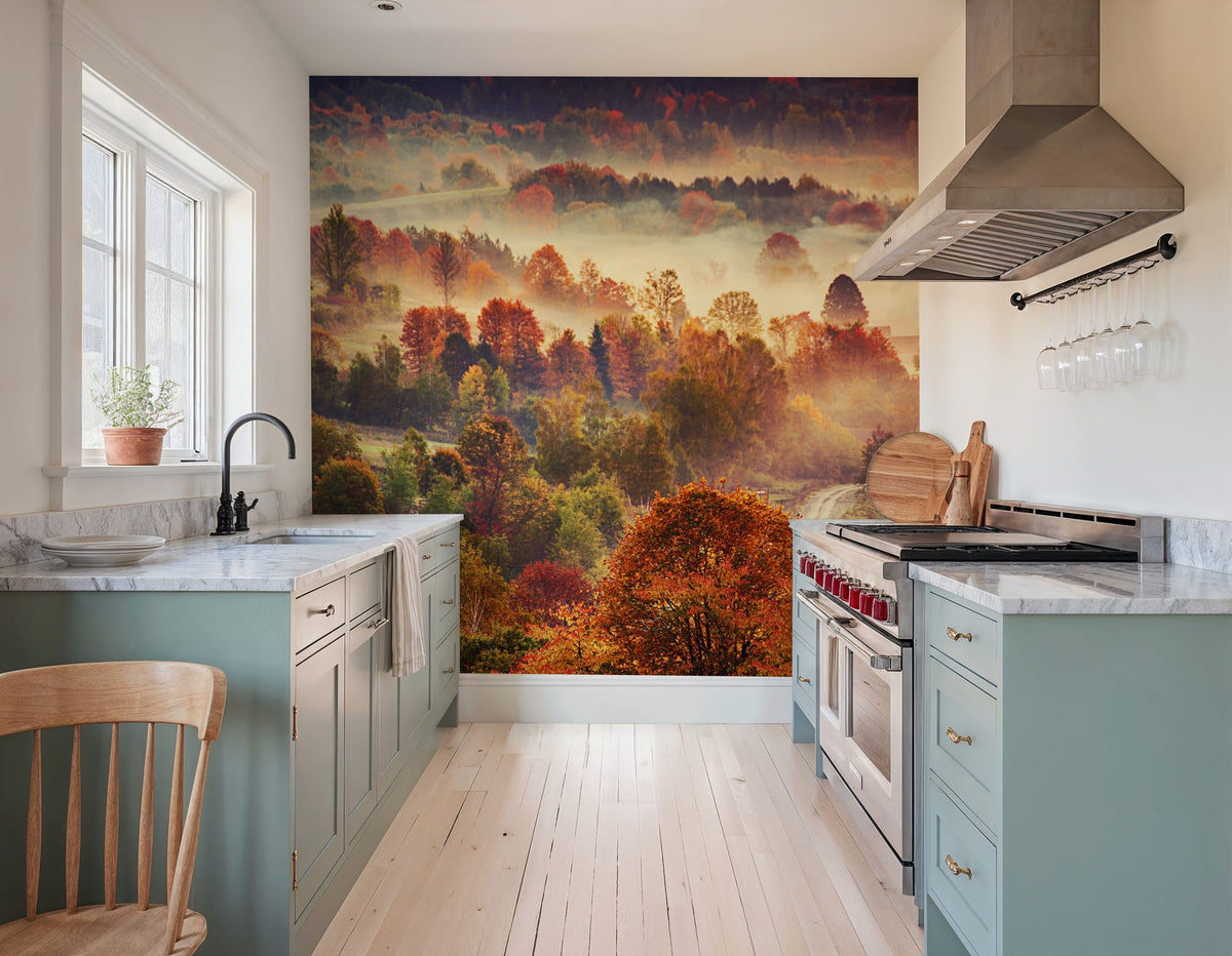 Autumn Mountain Morning Mural Wallpaper - room preview 06