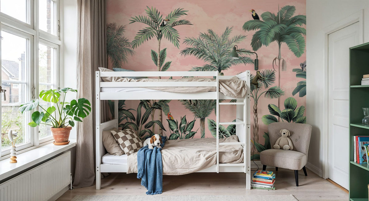 Jungle Delight, Peach Mural Wallpaper - room preview 05
