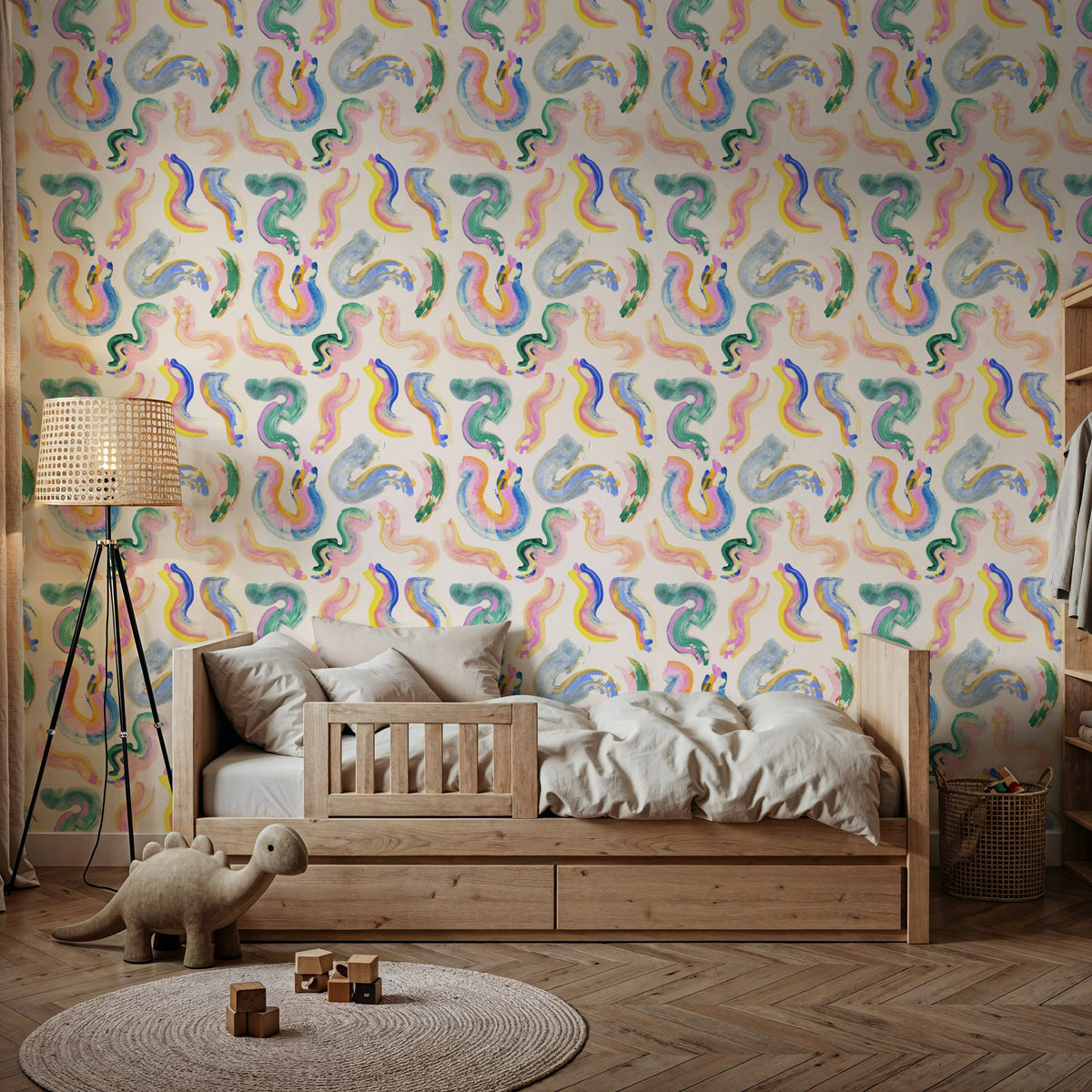 Rainbow Swirls Mural Wallpaper - room preview 05