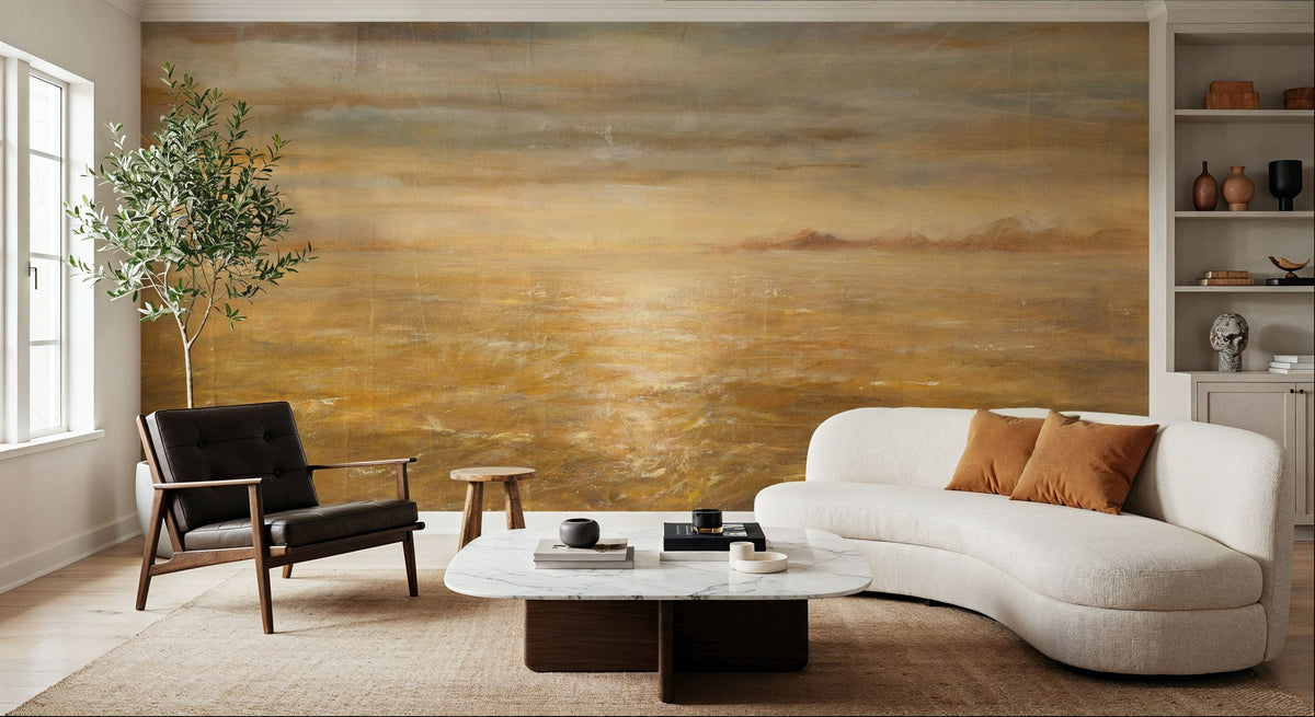 Serene Sea I Gold Mural Wallpaper - room preview 05
