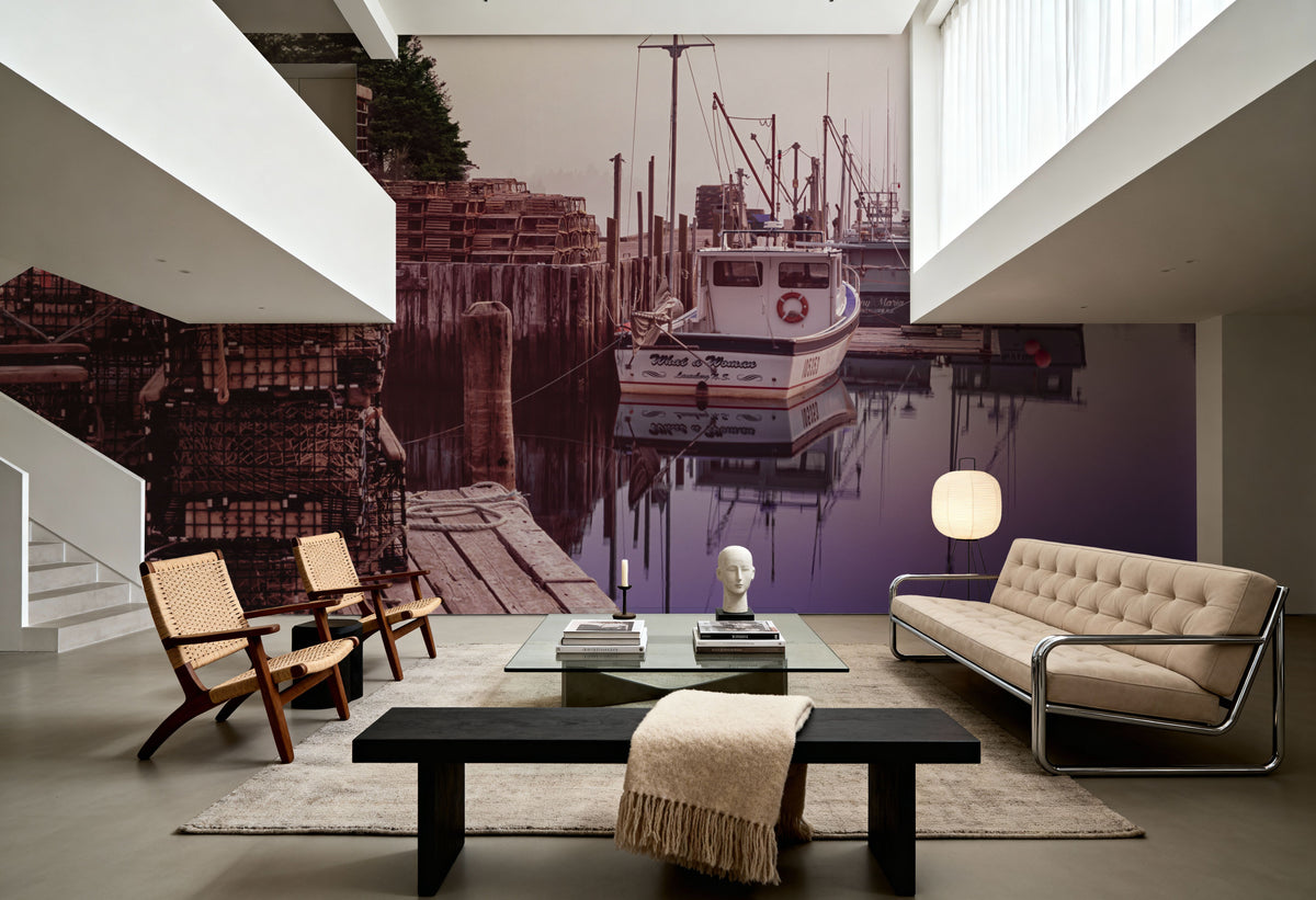 Lobster Traps and Fishing Boats Mural Wallpaper - room preview 05