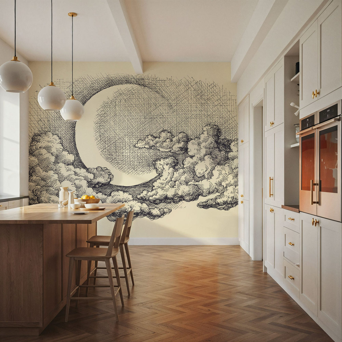 Moon in Clouds Mural Wallpaper - room preview 05