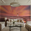Peggy's Cove Lighthouse Mural Wallpaper - Red Tone - room preview 05