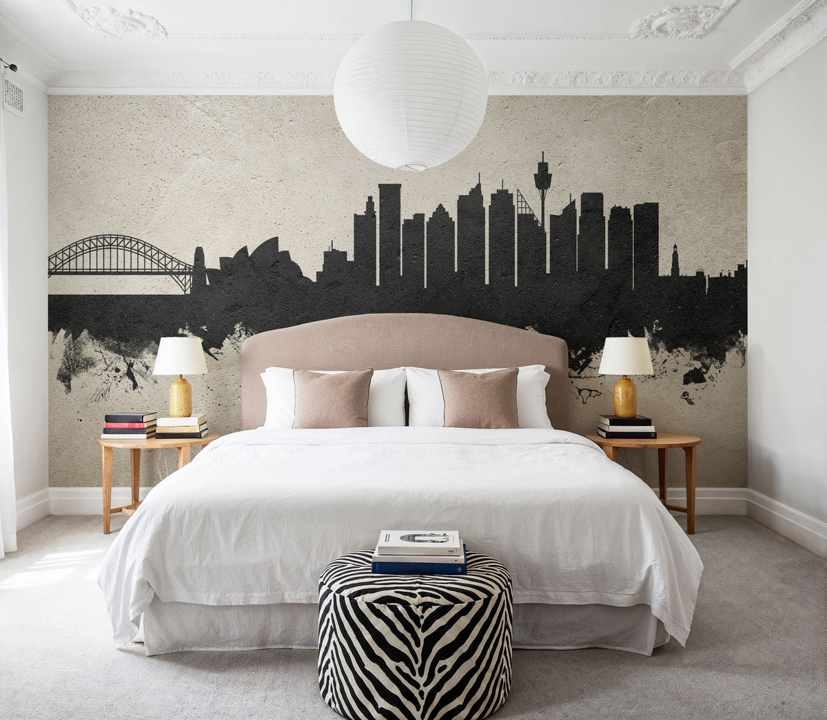 Sydney Australia Skyline Concrete Mural Wallpaper - room preview 05