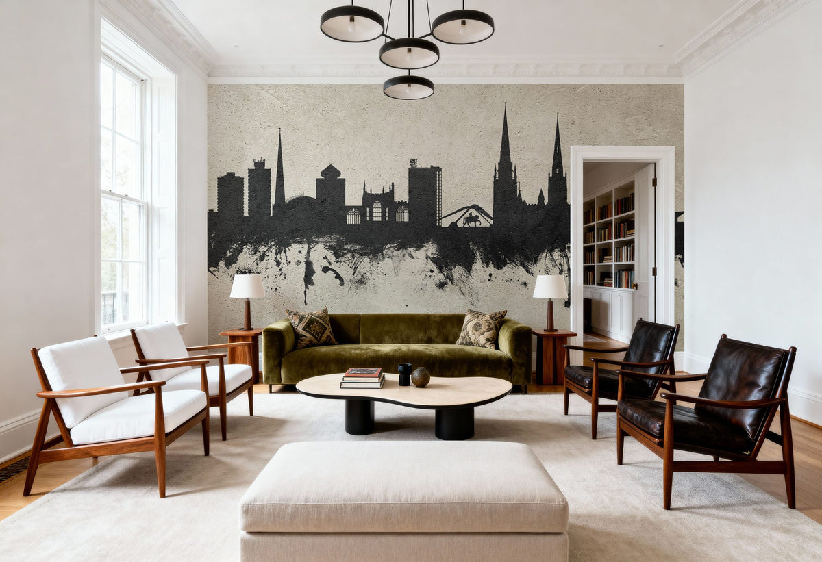 Coventry England Skyline Concrete Mural Wallpaper - room preview 05