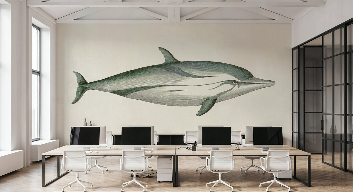 Striped Dolphin Mural Wallpaper - room preview 05