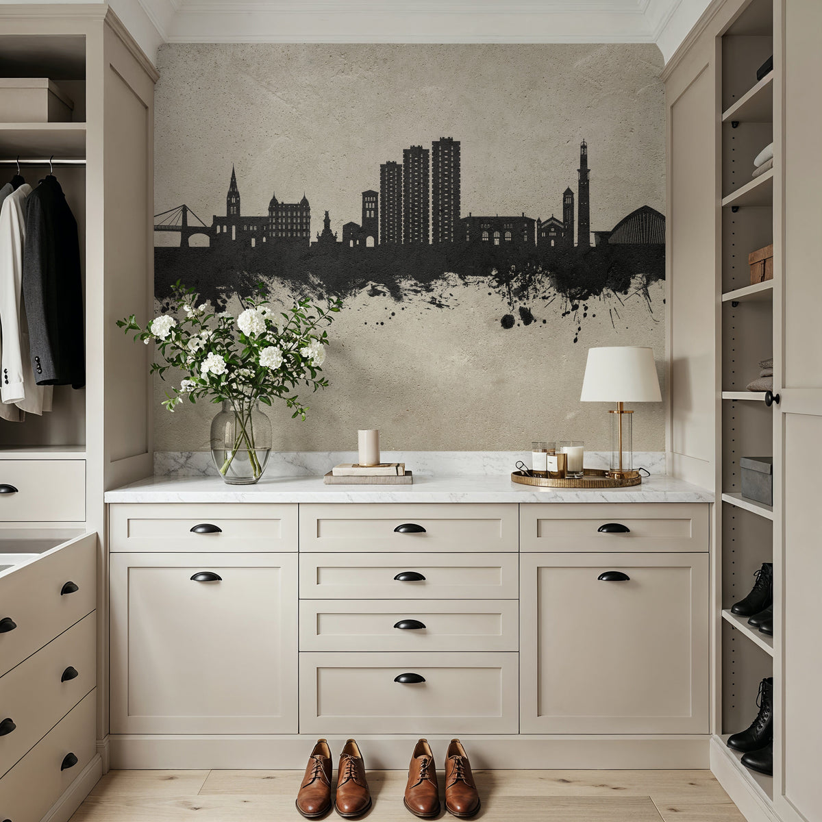 Grenoble Skyline Concrete Mural Wallpaper - room preview 05