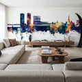 Umeå Skyline Blue & Bronze Mural Wallpaper - room preview 05
