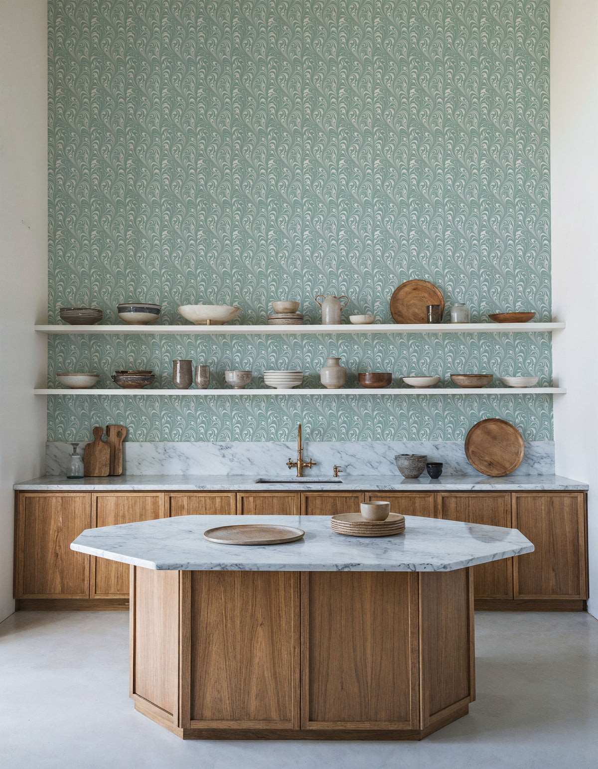 Marbelized Flow, Duck Egg Mural Wallpaper - room preview 05