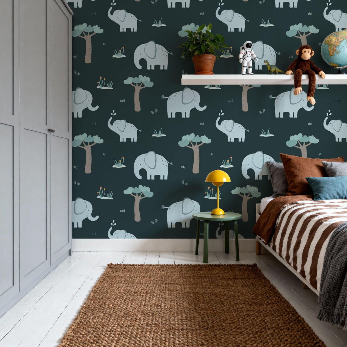 Elephant Greetings Illustration Mural Wallpaper - room preview 05