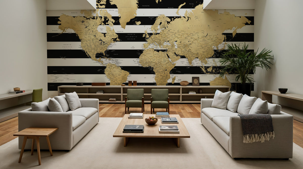 World Map Cities - Harper Mural Wallpaper - room preview 05