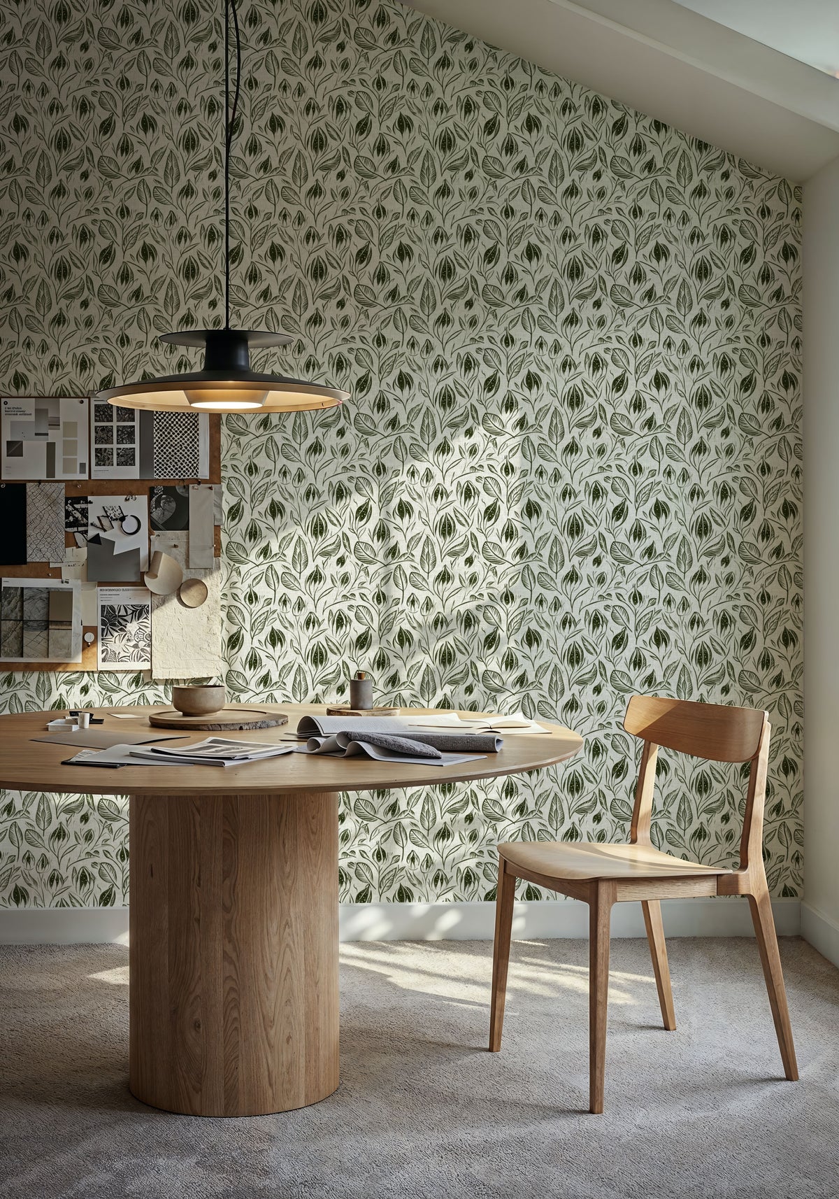 Lille, Olive Green Mural Wallpaper - room preview 05