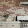 Ukiyo-e Clouds, Dusty Rose Mural Wallpaper - room preview 05