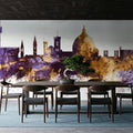 Florence Italy Skyline Purple & Gold Mural Wallpaper - room preview 05