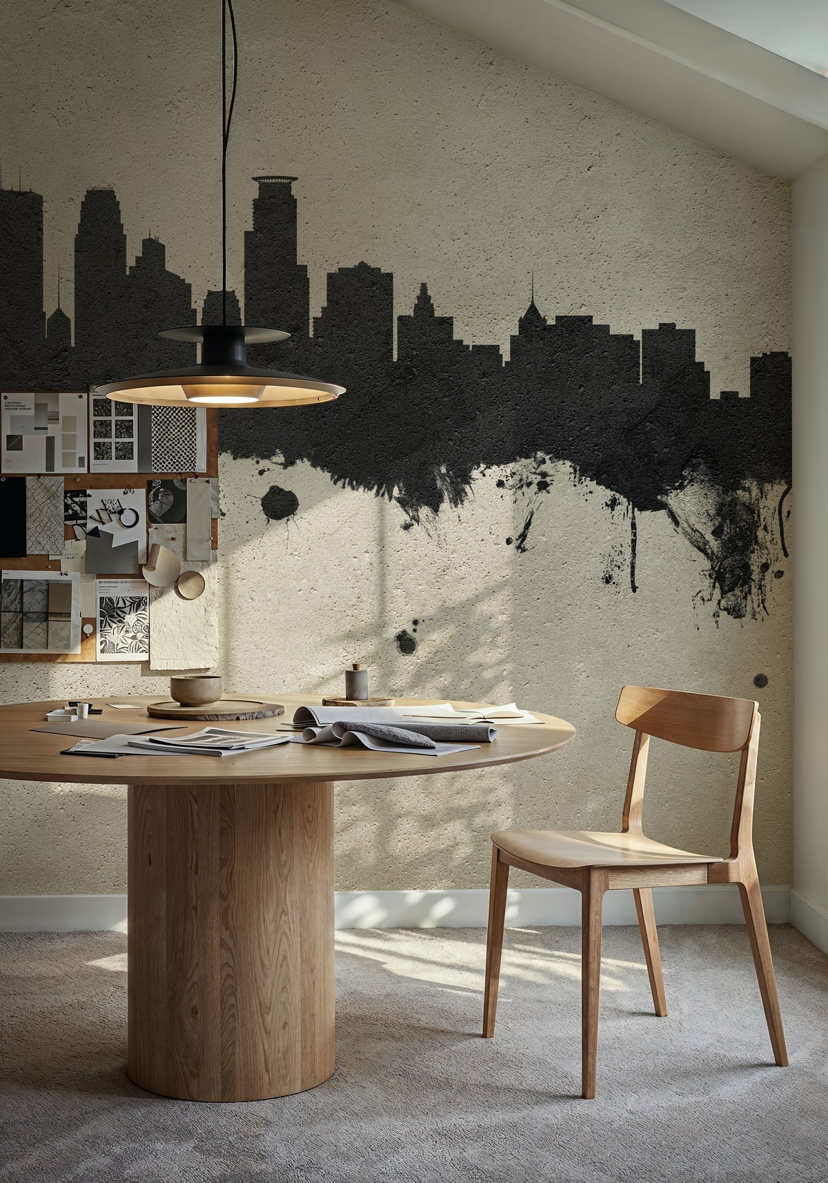 Minneapolis Minnesota Skyline Concrete Mural Wallpaper - room preview 05