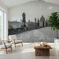 Charles Bridge BW Mural Wallpaper - room preview 05