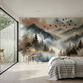 Mystic Mountains Veiled in Morning Mist Mural Wallpaper - room preview 05