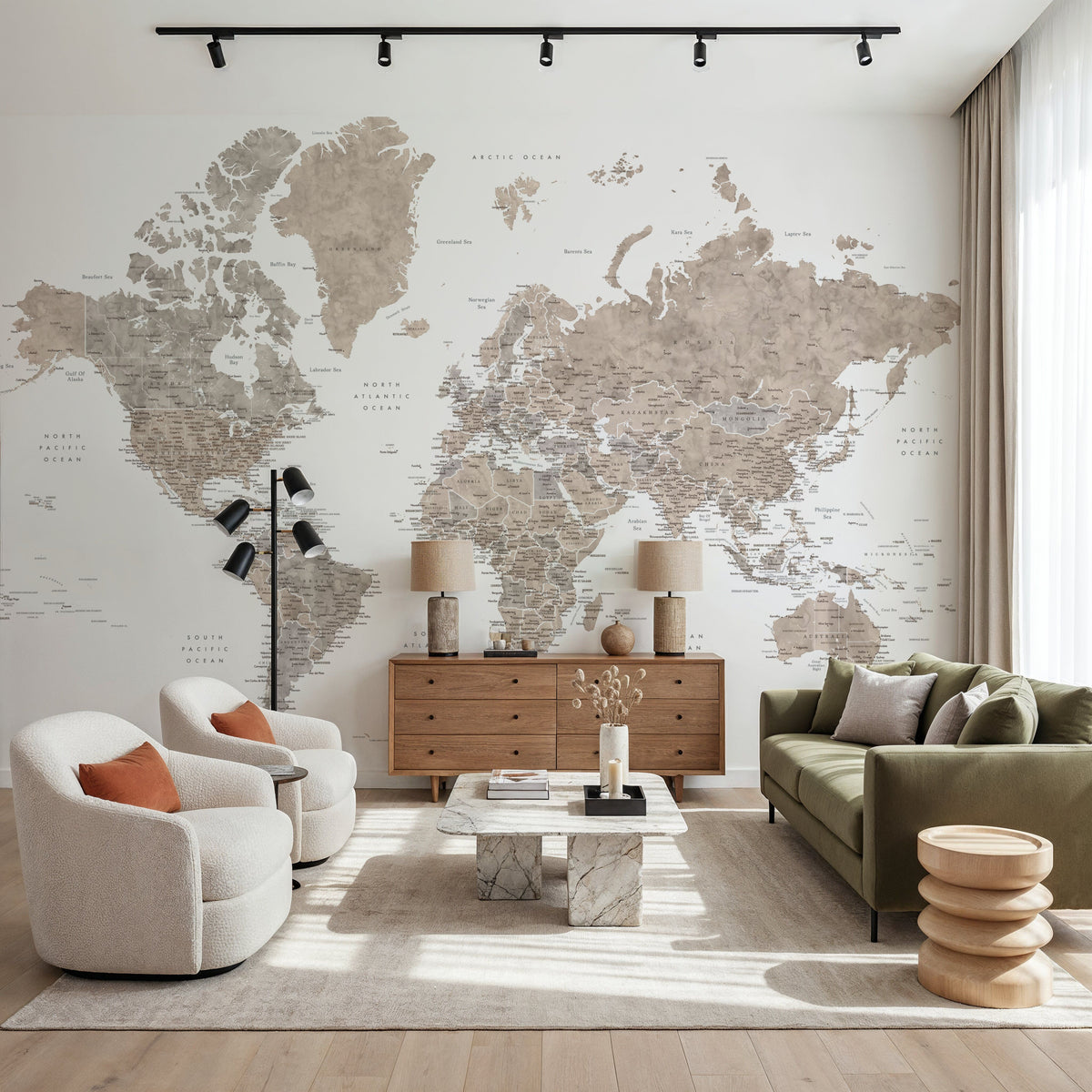 World Map Cities - Abey Mural Wallpaper - room preview 05