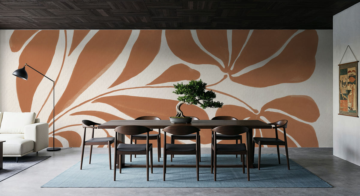 Blooming Joy II Terracotta Mural Wallpaper - room preview 05