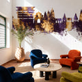 Pandharpur India Skyline Purple & Gold Mural Wallpaper - room preview 05