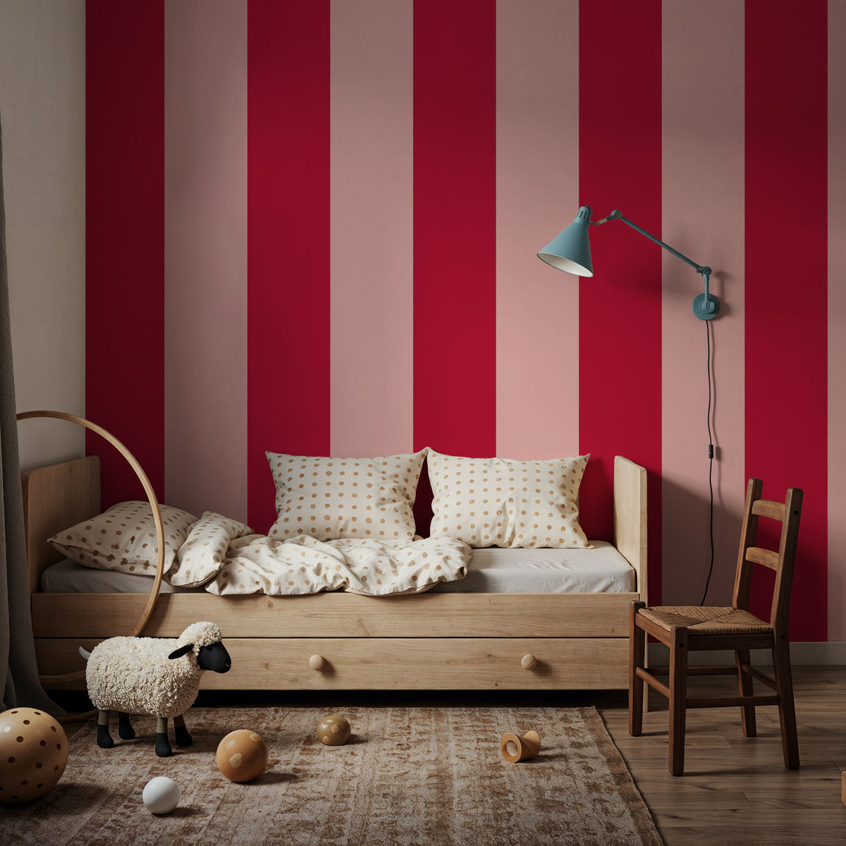 Circus Stripes, Red & Pink Mural Wallpaper - room preview 05