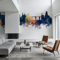 Fribourg Switzerland Skyline Blue & Bronze Mural Wallpaper - room preview 05