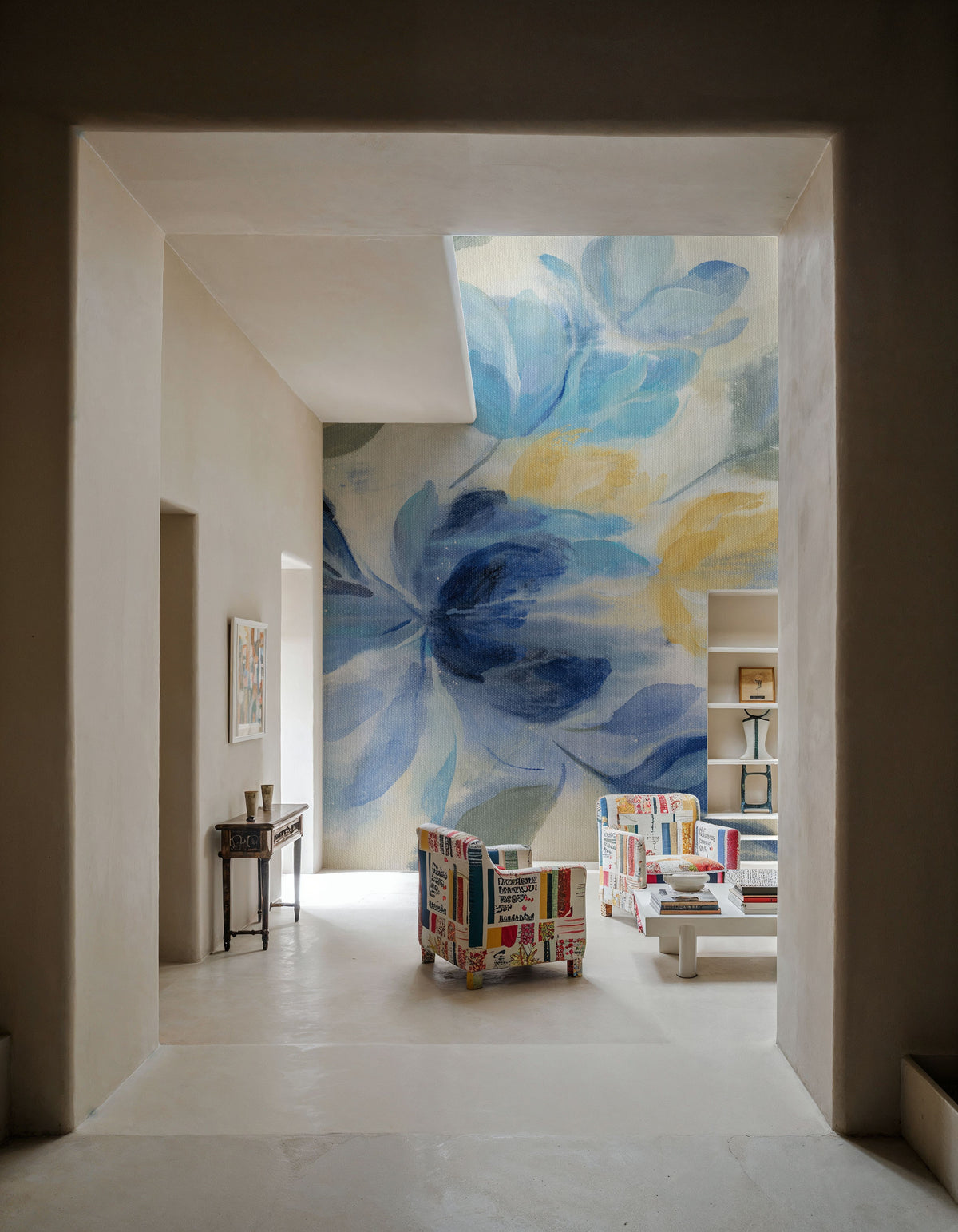 Sapphire Blue Floral II Mural Wallpaper - room preview 05