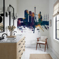 Gothenburg Skyline Blue & Bronze Mural Wallpaper - room preview 05