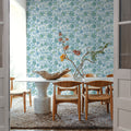 Kala Flowers Blue on White Mural Wallpaper - room preview 05