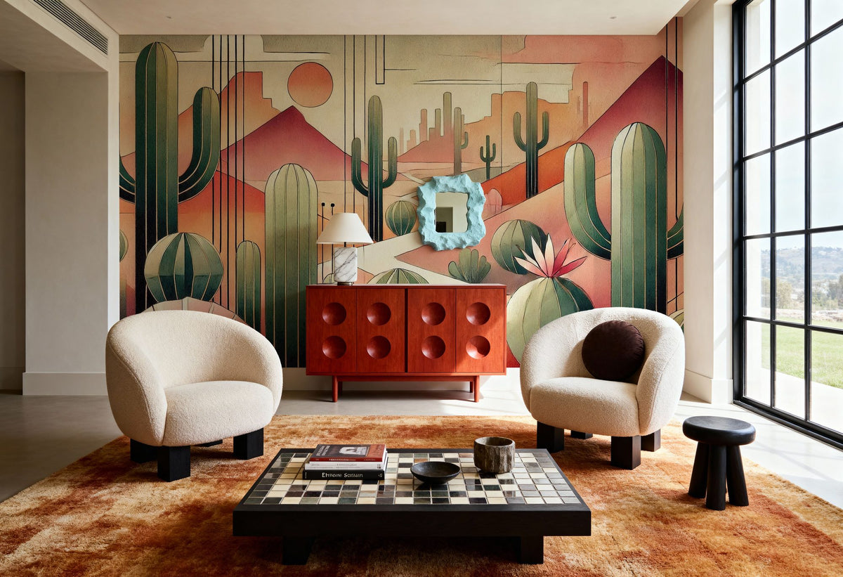 Cactus Sunset Vista Mural Wallpaper - room preview 05