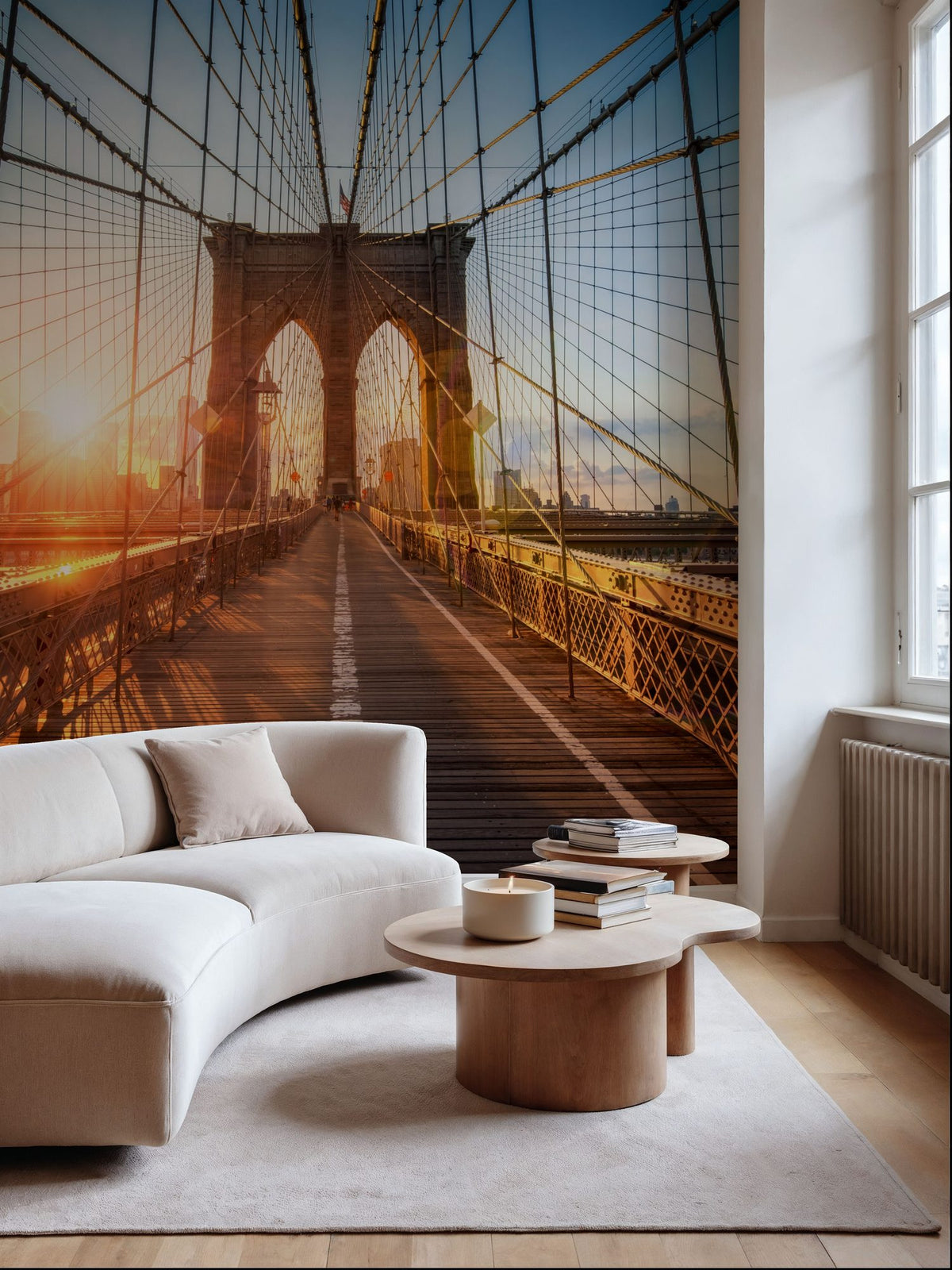 Brooklyn Bridge Sunset Mural Wallpaper - room preview 05