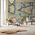Old Map of Mediterranean Islands, 1570 Mural Wallpaper - room preview 05