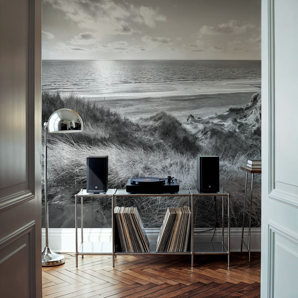 Dune Landscape, Black & White Mural Wallpaper - room preview 05