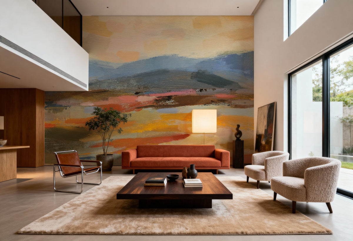 Distant Mountain I Mural Wallpaper - Red Tone - room preview 05