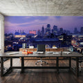 Purple Gradient Twilight Metropolis Mural Wallpaper - room preview 05