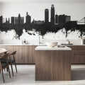Omaha Nebraska Skyline Black & White Mural Wallpaper - room preview 05