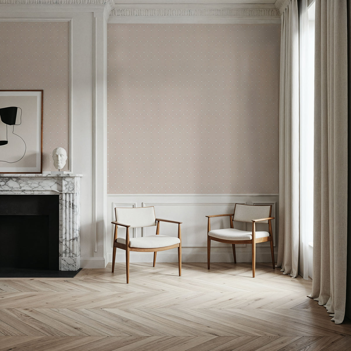 Zelij Broad Stitches Mural Wallpaper - room preview 05