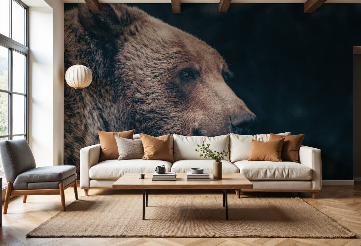 Grizzly Bear Portrait Mural Wallpaper - room preview 05