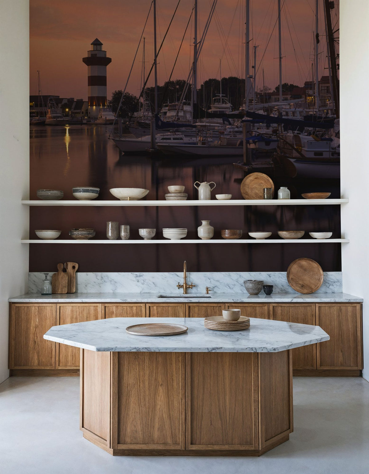 Harbor Lighthouse Sunset Mural Wallpaper - room preview 05