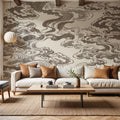 Ukiyo-e Clouds, Mauve Mural Wallpaper - room preview 05