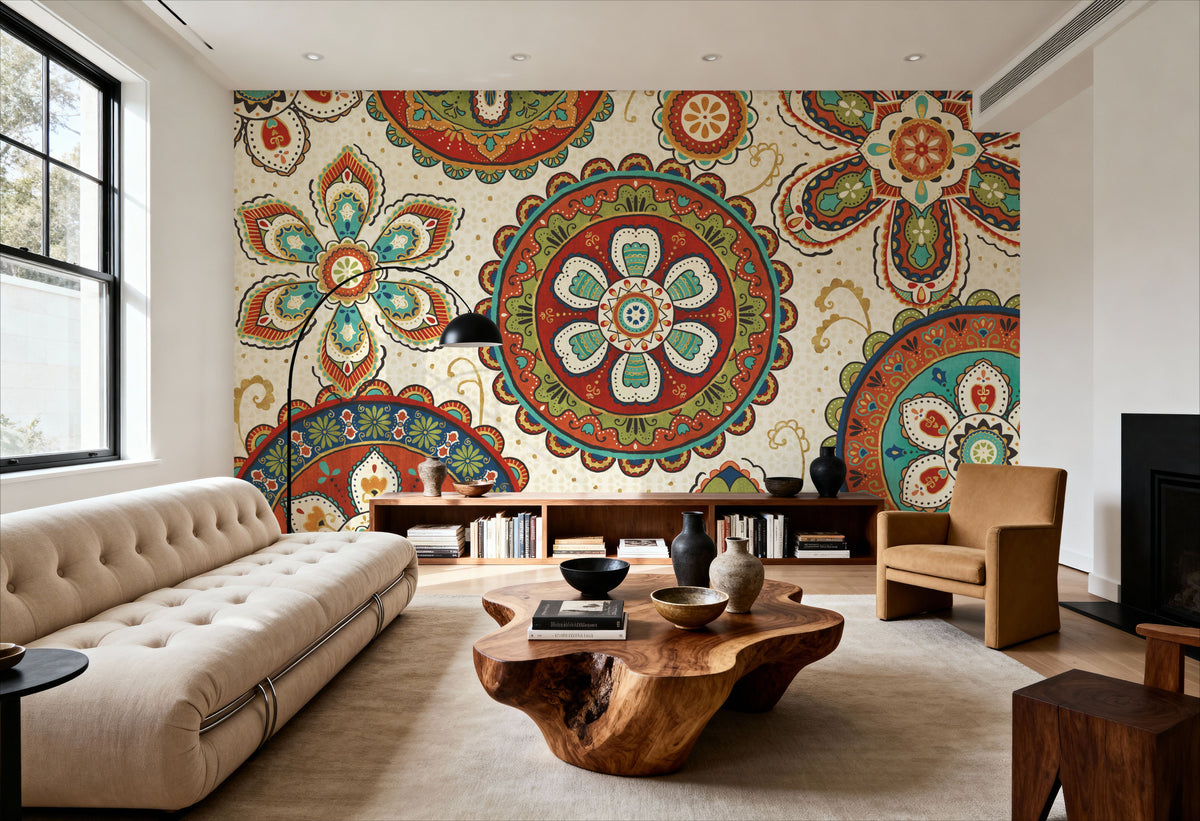 La Vida Medallion Mural Wallpaper - room preview 05
