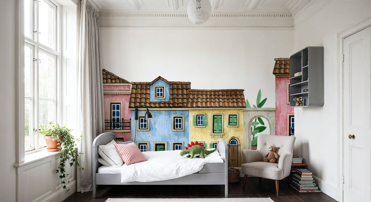 Dollhouse Street Mural Wallpaper - room preview 05