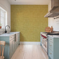 Mottled Linen Effect, Sunflower Yellow Mural Wallpaper - room preview 05