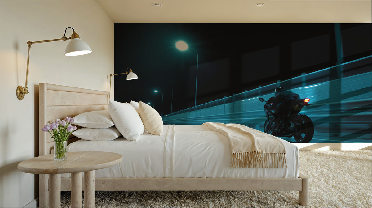 Motorcycle At Night Mural Wallpaper - room preview 05