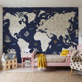 Sea This Map Blue Mural Wallpaper - room preview 05