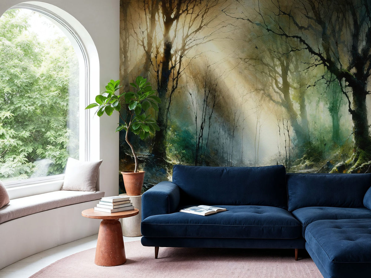 Misty Forest Awakening Mural Wallpaper - room preview 05